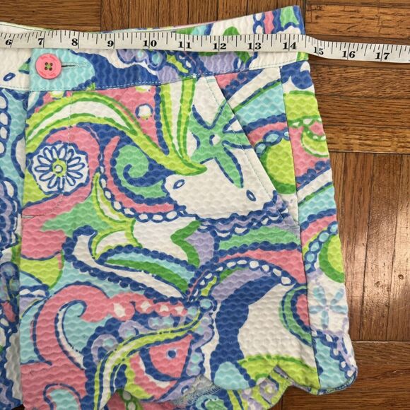 LILLY PULITZER Shorts Womens 00 The Callahan Floral Paisley Walking Blue Green - Picture 7 of 16
